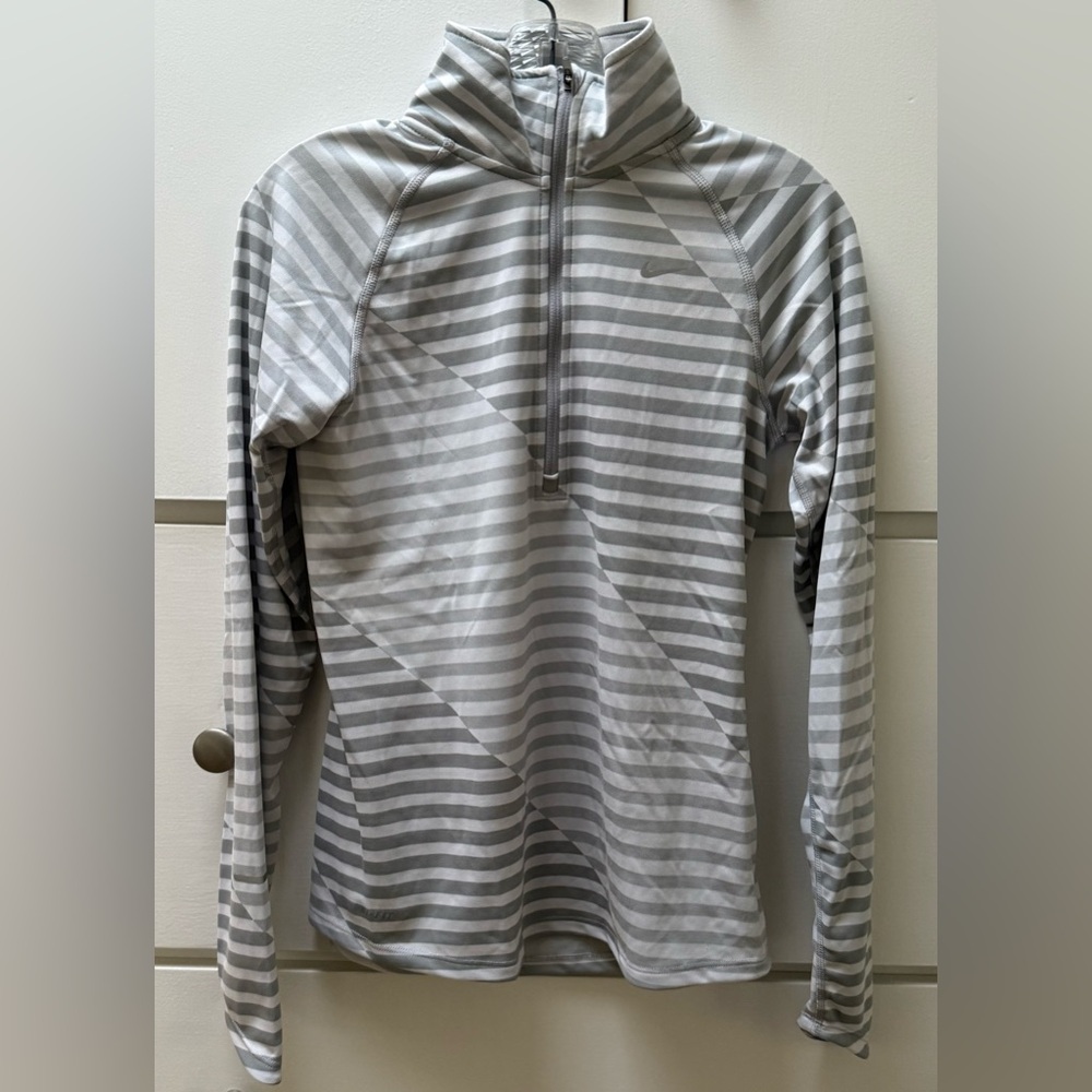 Nike Element NikeRunning Dri-FIT striped quarter zip long sleeve shirt in size S